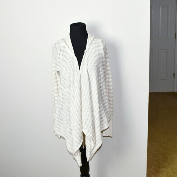 Hollister Sweaters - Hollister Light Grey and White Striped Cardigan